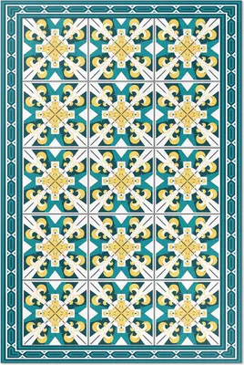 Produktbild von Geometrische rhombus bunte fliesen – Vinyl Fußmatte – 60x90 cm – Rutschfest, Pflegeleicht & Langlebig