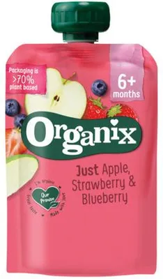 Productafbeelding van Organix Apple strawberry blueberry 6+ maanden (100 gr)