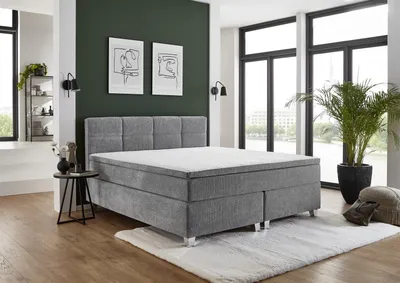Produktbild von Boxspringbett >Traumruhe< inkl. 7 Zonen TTFK Matratze & Topper - 180x200 cm seidensilber