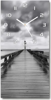 Produktbild von Wanduhr aus Glas – 30x60 cm - Glasbild - Glasuhr - Gehärtetes Glas -Leuchtturm