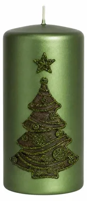 Produktbild von Weihnachtskerzen Albero Grün Matt 12 x 6 cm, 4er Set