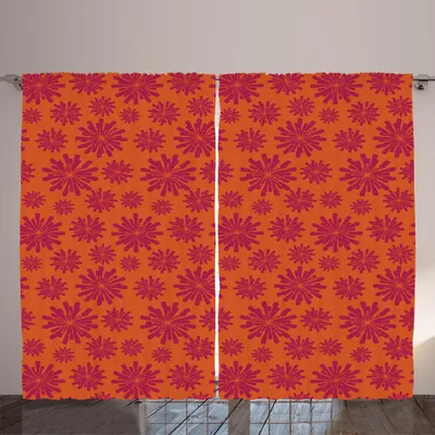 Produktbild von ARANDE Blumen Gardine, Modernes Design mit geometrischen Fettlinie blüht östliches Kulturbild, 280 x 245 cm, Scharlachrot Kastanienbraun