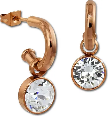 Image de Amello Boucles d'oreilles en acier inoxydable Boucles d'oreilles blanches scintillantes zirconias or rose ESOS51W
