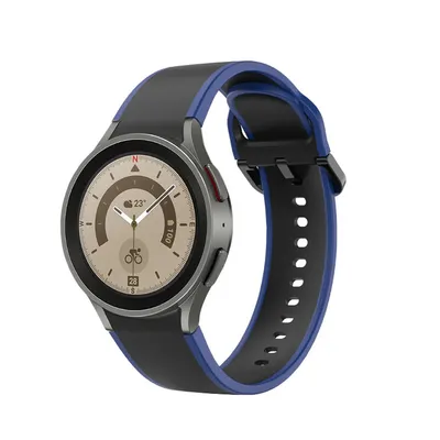Produktbild von SYSTEM-S Armband 20 mm aus Silikon für Samsung Galaxy Watch 5 4 Smartwatch Blau Schwarz