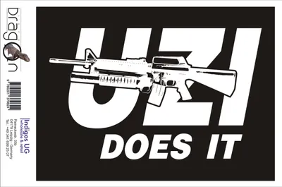 Produktbild von Aufkleber / Autoaufkleber - JDM / Die cut / Auto / OEM - Uzi dös it - Die Uzi macht das - 150x90 mm silber - Heckscheibe / Heckscheibenaufkleber
