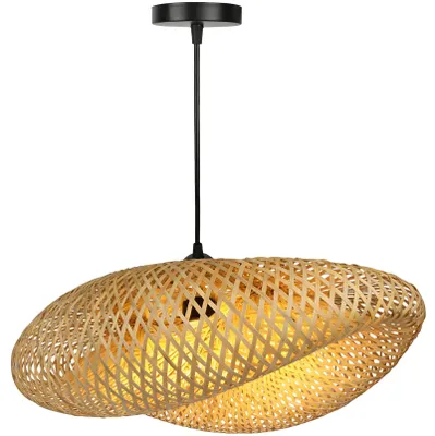 Bambus-Hängelampe, handgewebt, E27-Fassung, 60 cm