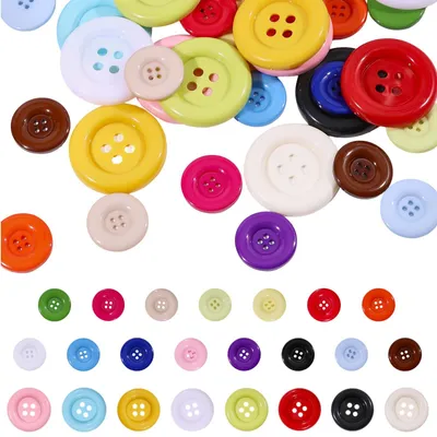 46 Harzknöpfe, 4-Loch, bunt, 1,2/2 Zoll, für Nähen & DIY