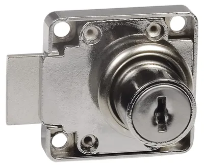 Imagen del producto de Cerradura para muebles, modelo 7, con 2 llaves, de acero niquelado, para armarios