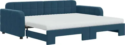 Obrázok produktu pre vidaXL Rozkladacia posteľ s matracmi Modrá 90x200 cm Velvet