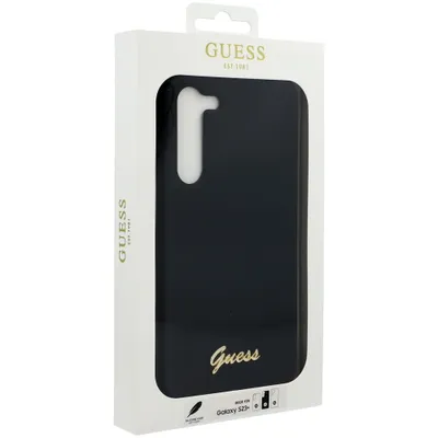 Productafbeelding van Guess telefoonhoesje Guhcs23Mslsmk voor Samsung Galaxy S23+, zwart, siliconen, vintage gouden logo