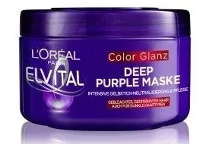 A product shot of a L'Oreal Elvital Deep Purple hair mask.