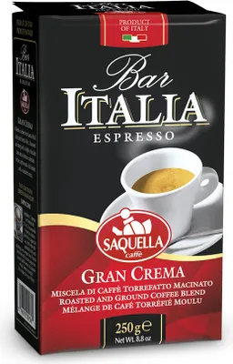Produktbild von Caffe Espresso Gran Crema BAR Italia 250g gemahlen | Saquella