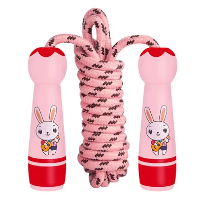 Produktbild von Springseil Kinder, 2,7 m verstellbares Baumwoll-Springseil mit Holzgriff für Jungen und Mädchen, Fitness, Outdoor-Übung (Rot,)