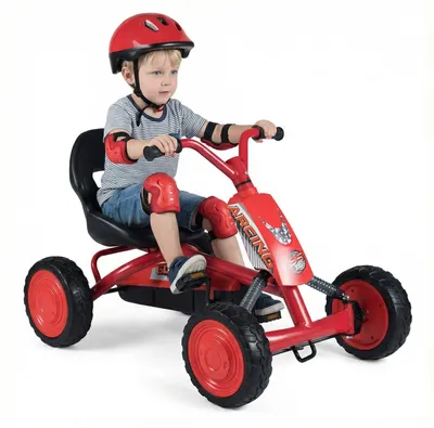 Obrázok produktu pre Detská šliapacia motokára s nastaviteľným sedadlom, červená, pre deti od 3 do 8 rokov