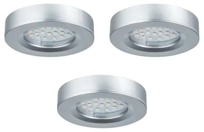 Productafbeelding van 3 x NCC-Licht LED inbouwlamp en opbouwlamp Platy, chroom, Ø 7 cm, 2,5W, 170lm, warm wit, 3000K