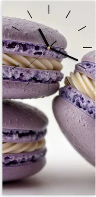 Produktbild von Wanduhr aus Glas mit Motiv Lila Macarons- 30 x 60 cm - inkl. Aufhängesystem