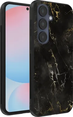 Image de Smartphonica Phone Case Suitable for Samsung Galaxy S24 FE with marble print - TPU back cover case black marble design - Black