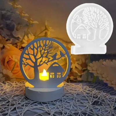 Produktbild von Silikonform Kerzenhalter Haus Baum Gießform Häuser Seife DIY