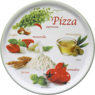 Zdjęcie produktu dla Talerz do pizzy Napoli Green Ø 32 cm Talerz do serwowania XL Dekorowana porcelana