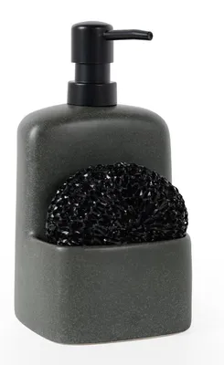 Immagine prodotto di Distributore per detersivo per piatti in Vetroceramica con supporto per spugna, capacità 600 ml, finitura opaca, colore antracite