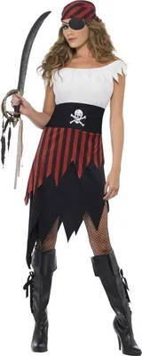 Produktbild von Smiffys Kostüm Damen Piratin Kleid gestreift Karneval/Fasching S
