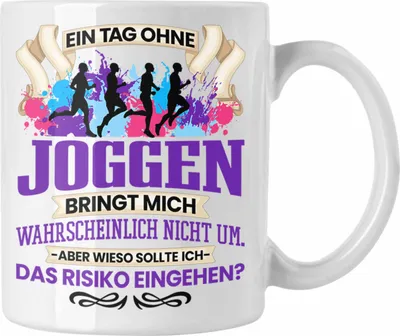 Produktbild von Trendation - Joggen Tasse Geschenk für Jogger Läufer Lustiger Spruch Geschenkidee (Weiß)