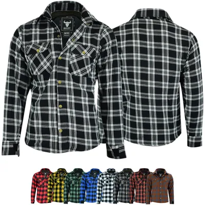 Produktbild von Herren Motorradhemd Lumberjack Holzfäller Hemd motorradjacke mit Protektoren, Größe:50/M, Farbe:Schwarz