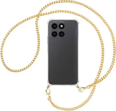 Produktbild von Handykette Backcover-Schutzhülle mit Band (Metall goldfarben) für Honor X6a (WDY-LX1, 6.56'') - goldfarbene Kette