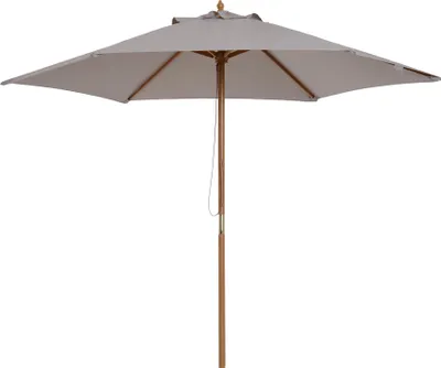 Image de Outsunny Parasol droit parasol de jardin rond grande taille de jardin ? 2,5 x 2,3H m bois de bambou gris