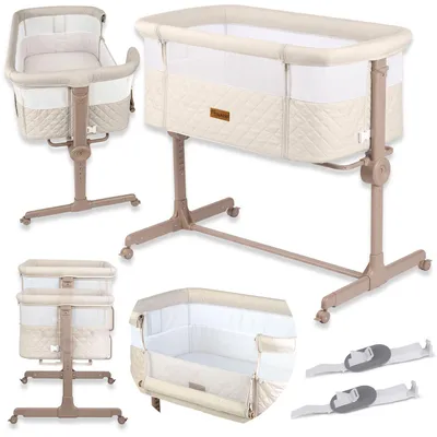 Image de Nukido NK-243 : Lit parapluie de voyage pour enfant, convertible en lit d'appoint, pliable, avec matelas, couleur crème