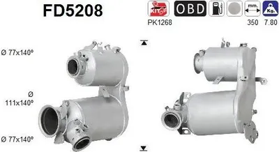 Produktbild von AS FD5208 Dieselpartikelfilter Rußpartikelfilter DPF für VW Golf VII Schrägheck (5G1, BQ1, BE1, BE2) Euro 5 Abgasanlage Diesel