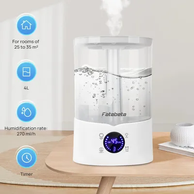 Produktbild von 4L Luftbefeuchter - Ultraschall Luftbefeuchter - Leise <36 dB - LED Display & Timer - 31–40 m² - Tischgerät tragbar EU Stecker - Weiß