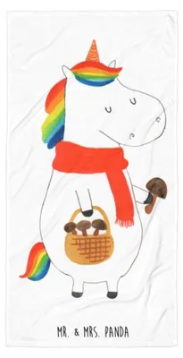 Produktbild von Mr. & Mrs. Panda Strandtuch Einhorn Pilz - Weiß - Geschenk, Duschtuch, Badehandtuch, Unicorn, Pilze, Spruch, Einhörner, Motivation, Duschhandtuch, Frotteehandtuch