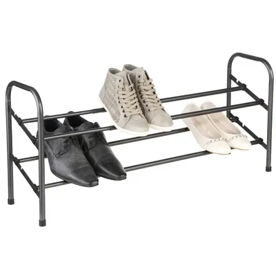 Zdjęcie produktu dla Regał na buty wykonany z metalu, dwupoziomowy, z regulacją szerokości - 60-112 x 23 x 38,5 cm