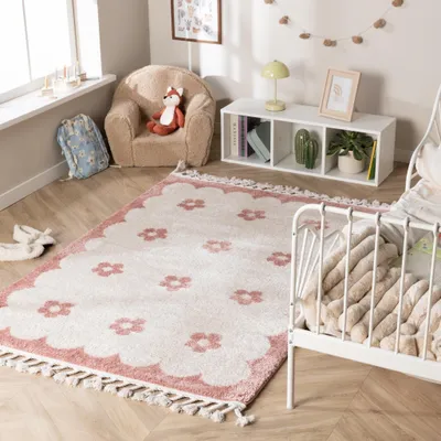 Produktbild von Volero - Waschbarer Kinderteppich - Moos Flower Rosa - 230x330 cm - Kinderzimmer, Babyzimmer, Jugendzimmer