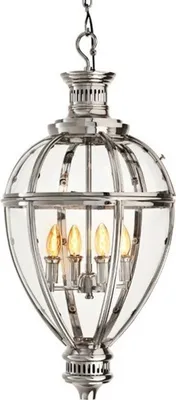 Produktbild von Casa Padrino Luxus Laterne - Luxus Hängeleuchte Nickel Durchmesser 36,5 x H 81 cm