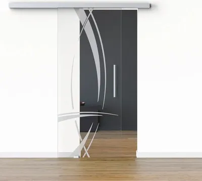 Produktbild von Pertura Glasschiebetür Komplettset Glera Tangle 01 775x2175 mm Links inkl.Beschlag Selir Aluminium natur,Stangengriff