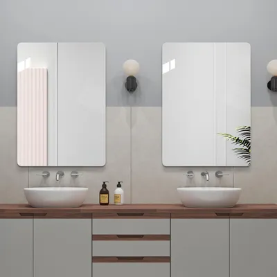 Produktbild von okwish Rechteckiger Badspiegel Rahmenloses Design,Wandspiegel  50 x 70 cm,minimalistischer Stil, Silber