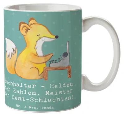 Produktbild von Mr. & Mrs. Panda Tasse Buchhalter Helden - Meeresbrise - Geschenk, Kaffeetasse, Berufsprodukte, Beruf, Buchführung, Zahlen, Geschenke für Berufstätige, Kaffeebecher, Cent