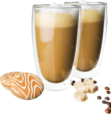 Immagine prodotto di 2 bicchieri da latte macchiato a doppia parete 450ml bicchieri da caffè bicchieri da tè bicchieri da bere