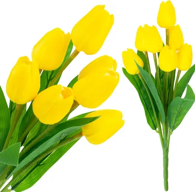 Zdjęcie produktu dla CV26807-4 TULIPAN BUKIET TULIPANÓW piankowych X7 ZÓŁTE TULIPANY SZTUCZNE W BUKIECIE