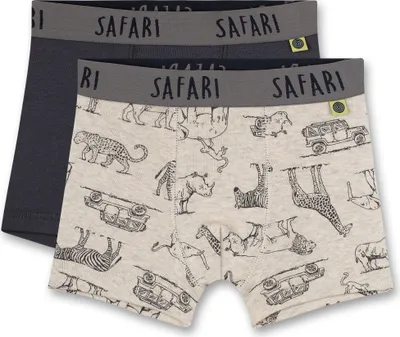 Produktbild von Sanetta 2er Pack Jungen Hipshort Beige melange Safari Print