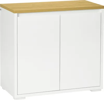 Produktbild von HOMCOM Wohnzimmer-Sideboard, Aufbewahrungsschrank, Küchenhilfsmöbel mit 2 Türen und verstellbarem Regal für den Esszimmer-Eingangsbereich, 80 x 37 x 75 cm, Weiß