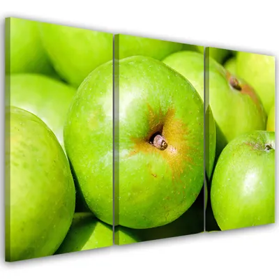 Produktbild von Triptychon auf leinwand lebensmittel und getränke - grün 150x100 cm Feeby grün wandbild bereit zum aufhängen