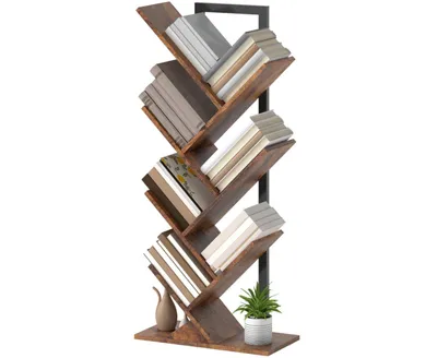 Produktbild von Bücherregal Standregal mit 7 Ebenen Schmal Regal im Baumform für Büro