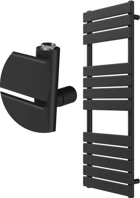 Zdjęcie produktu dla Grzejnik łazienkowy Granitan | Oslo - 120x50 cm - Czarny - Nowoczesny design - Minimalistyczny i praktyczny