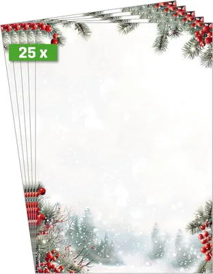 Imagen del producto de Papel navideño A4, 90g, diseño "Nieve escandinava", 25 hojas