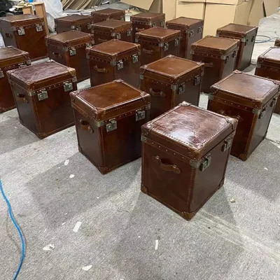 Zdjęcie produktu dla Stolik boczny w stylu vintage skórzana skrzynia stolik kawowy sofa stolik do salonu walizka