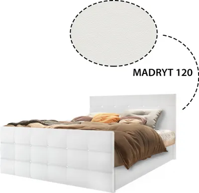 Produktbild von Boxspringbett Hotellbett KLEO , 140 x 200 cm , ( Weiss - Madryt 120 )