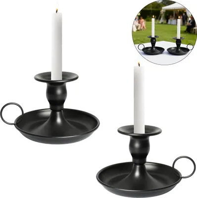 Produktbild von 2er Set Kerzenständer Schwarz, Klassisches Retro, Tischdekoration, Wohnkultur, Kamin